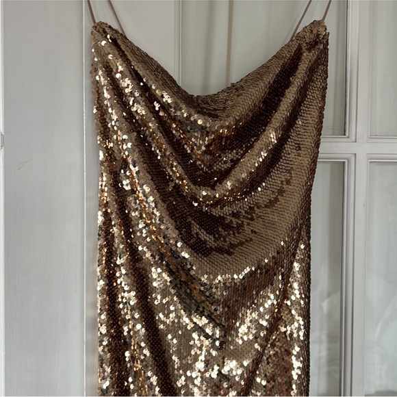 Gold Sequin Mini Dress - Picture 4 of 10